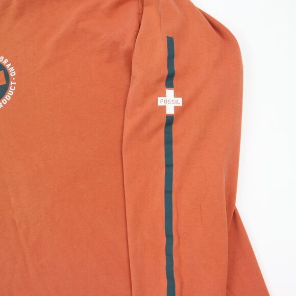 Vintage Fossil Brand Long Sleeve T-Shirt Orange Circle Logo USA Made XL - Picture 2 of 5